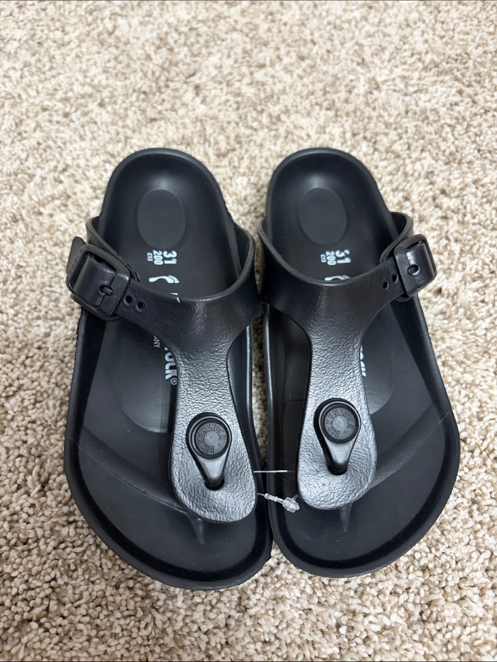 Birkenstock Kid's Black Thong Sandals with Adjustable Strap
